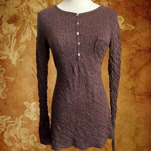 Vintage Nick & Mo Long Sleeve Henley Boho Patterned Top (Size Large)